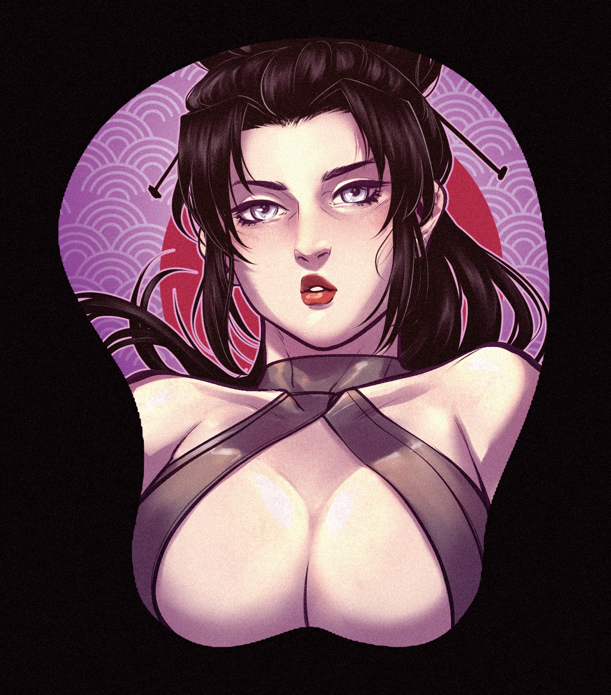 Lady of the Black Fan Mousepad